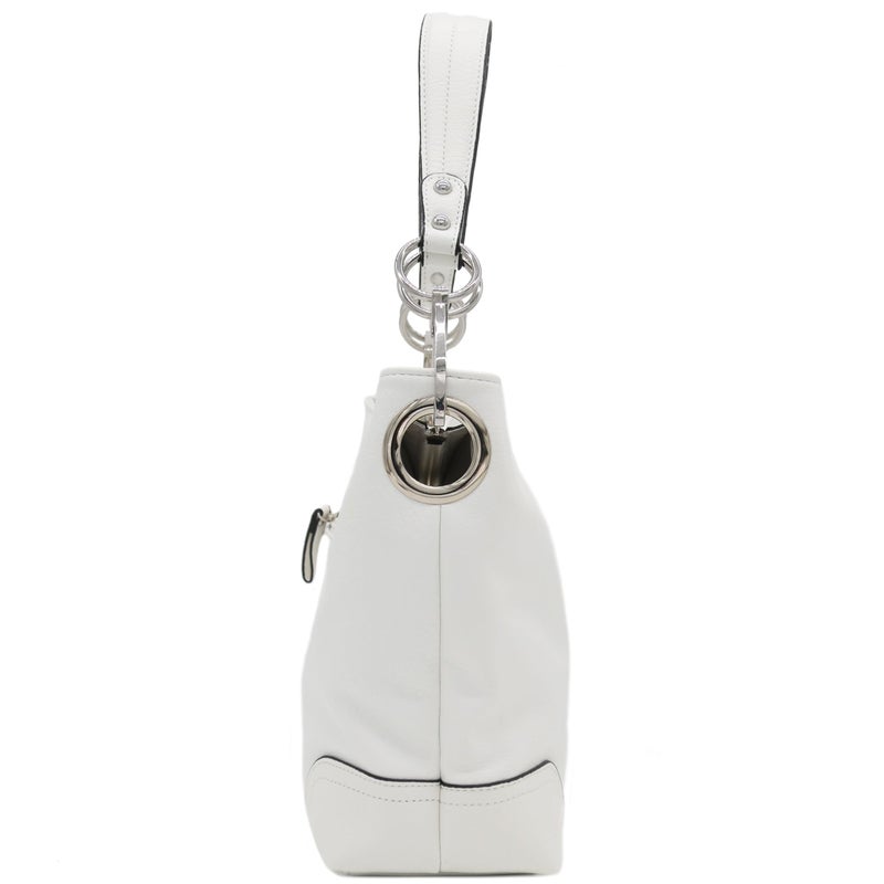 Alyssa Hobo Shoulder Bag with Big Snap Hook Hardware (White) - Image 3